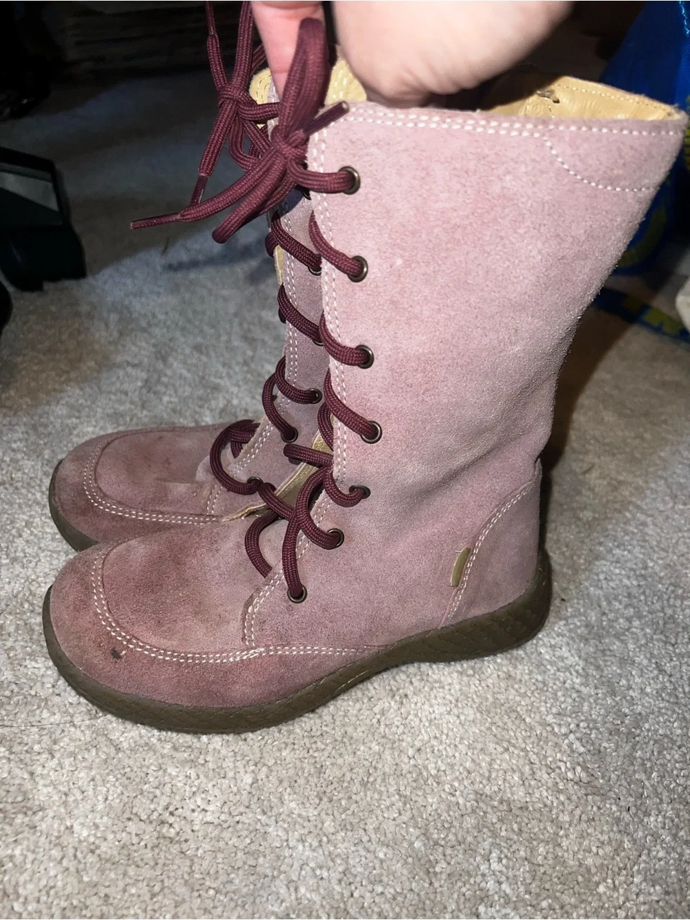 Primigi Dusty Rose Suede Lace-Up Boots
